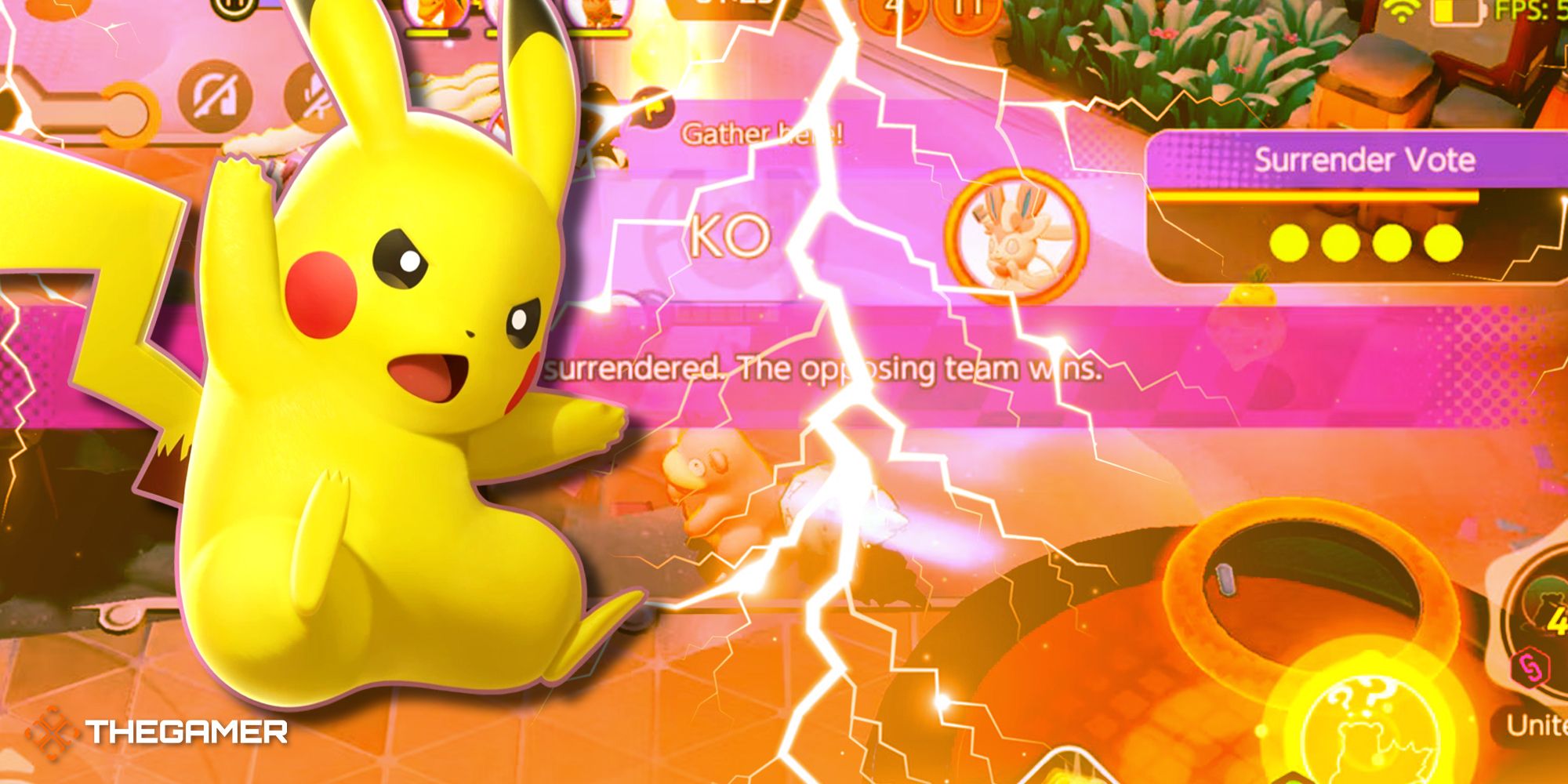 15-Pokemon Unite image that includes the Surrender Vote