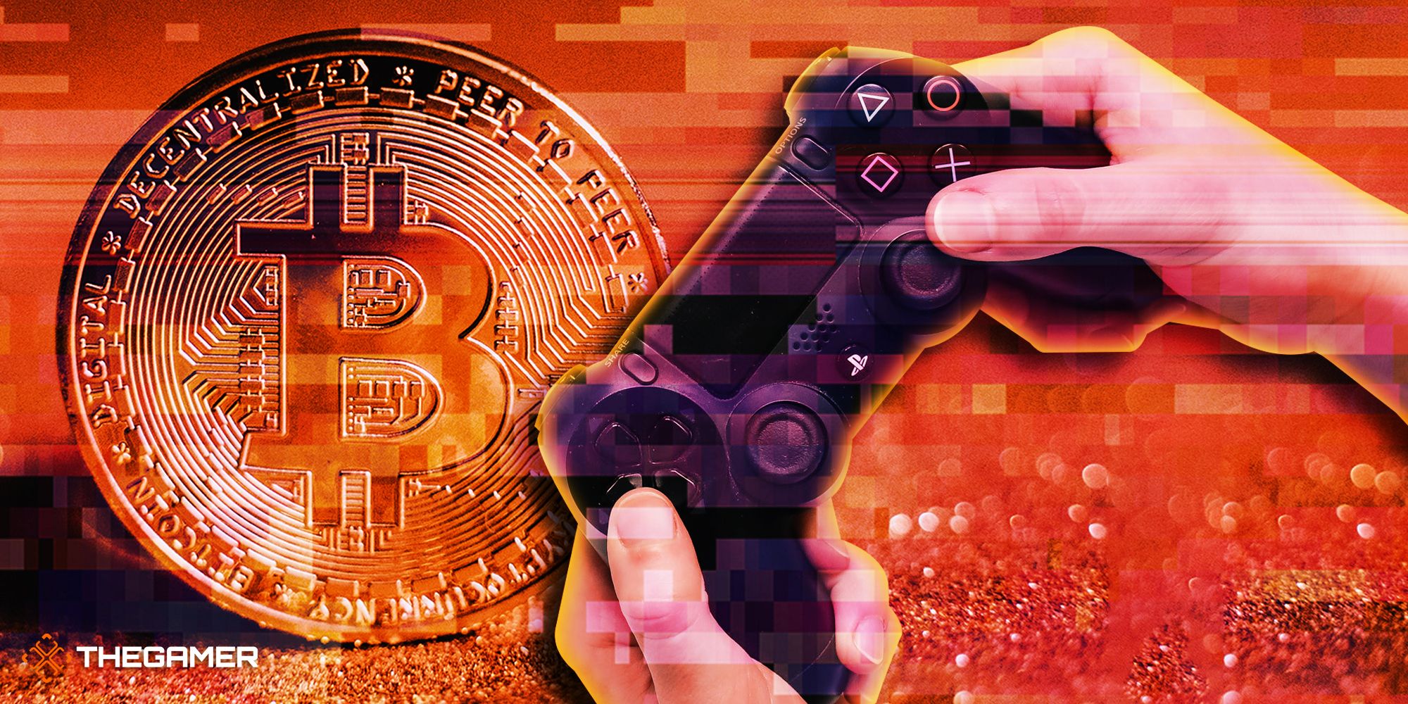 Bitcoin next to a PS4 controller