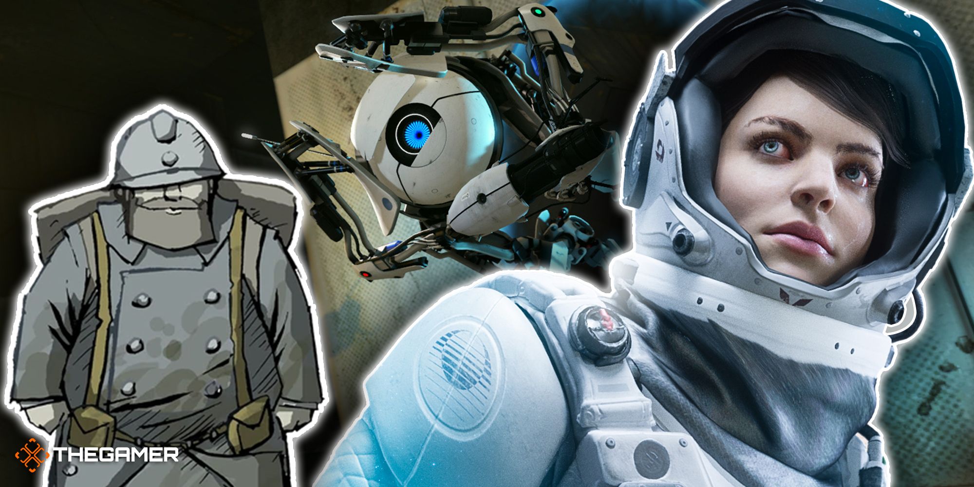 Game art from  The Turing Test, Portal 2 and Valiant Hearts: The Great War.