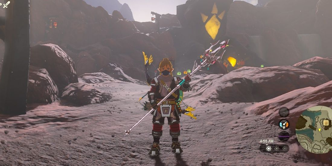 Link holds the Lightscale Trident in The Legend of Zelda: Tears of the Kingdom.
