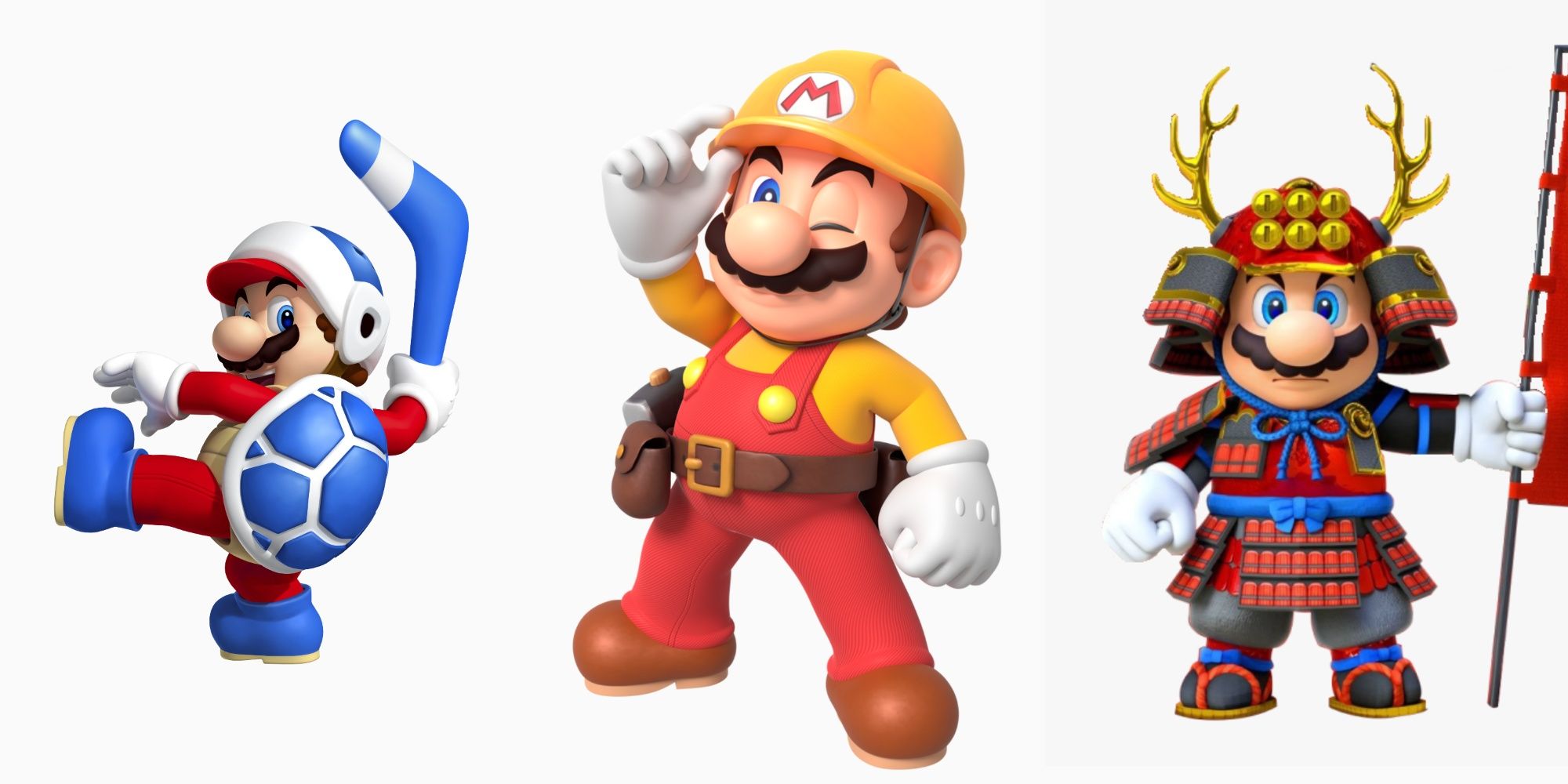 Best Mario Outfits - Boomerang Mario, Samurai Mario and Builder Mario
