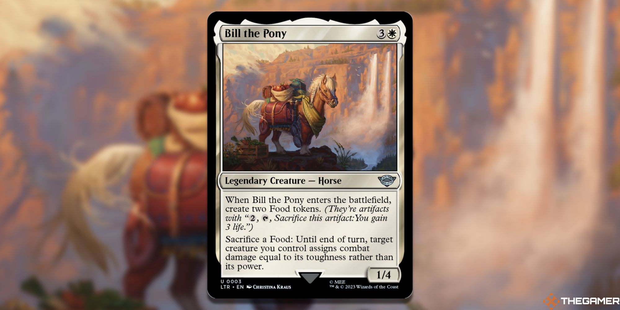 Image of the Bill the Pony card in Magic: The Gathering, with art by Christina Kraus