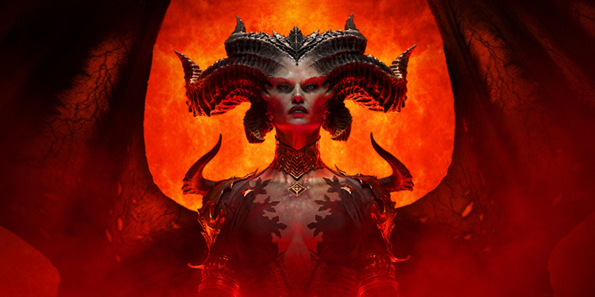 Lilith from Diablo 4 as appearing on the cover art for the game.