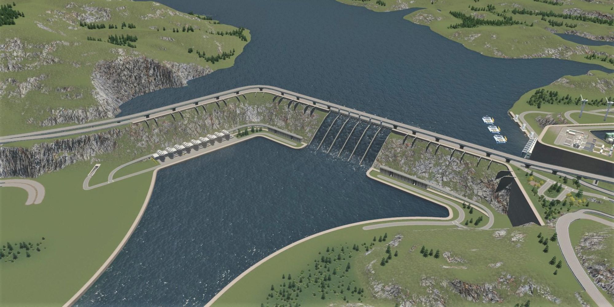 An image of a dam holding back water in Cities: Skylines