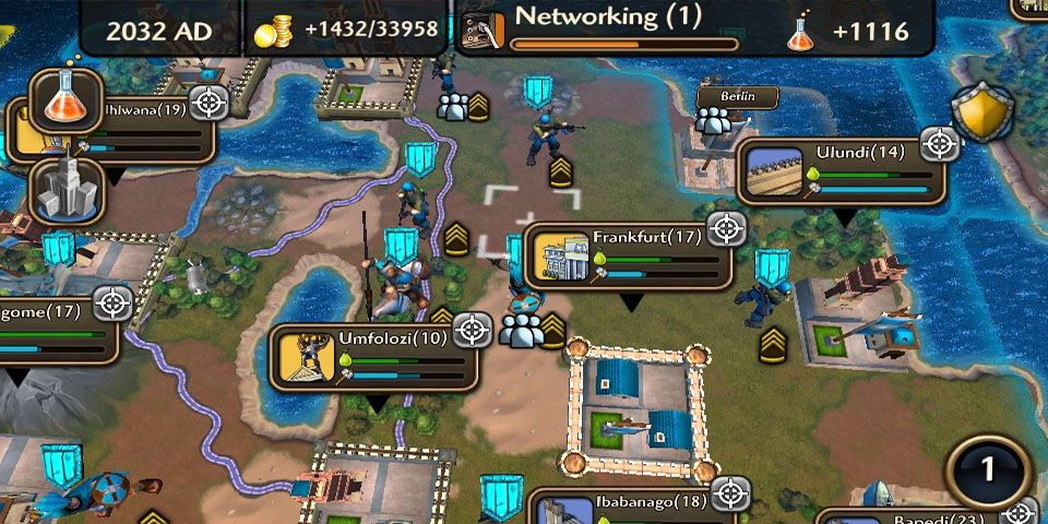 A screenshot from Civilization Revolution 2 showing German city building with a focus on networking