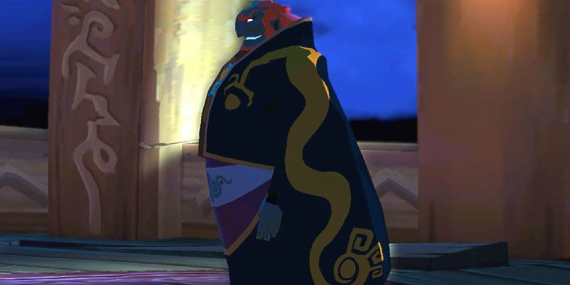 The Legend of Zelda: The Wind Waker - Ganondorf, the final boss of the game, stands side on glaring at Link