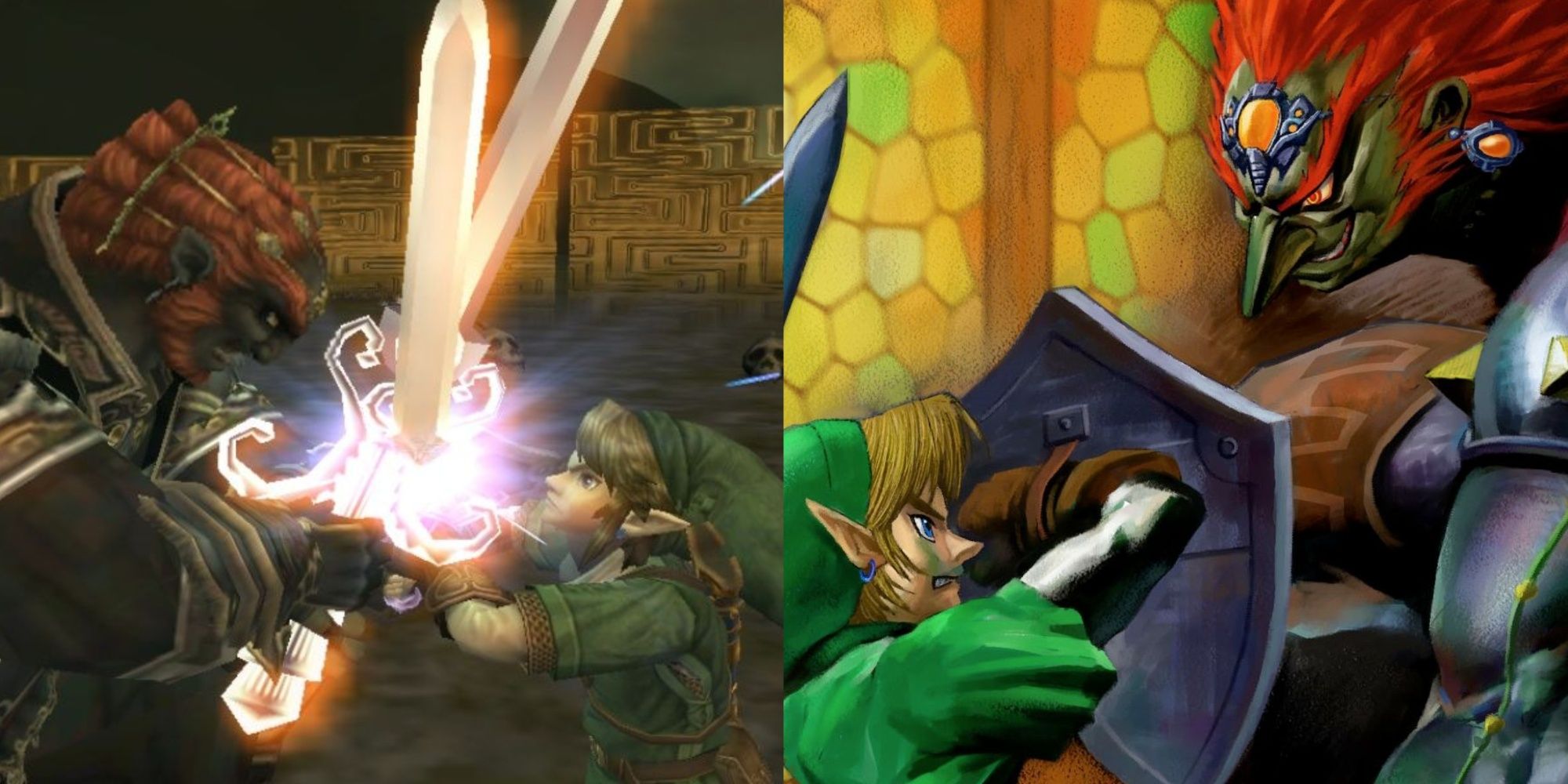 The Legend of Zelda: Twilight Princess Link and Ocarina of Time Link face off against Ganondorf