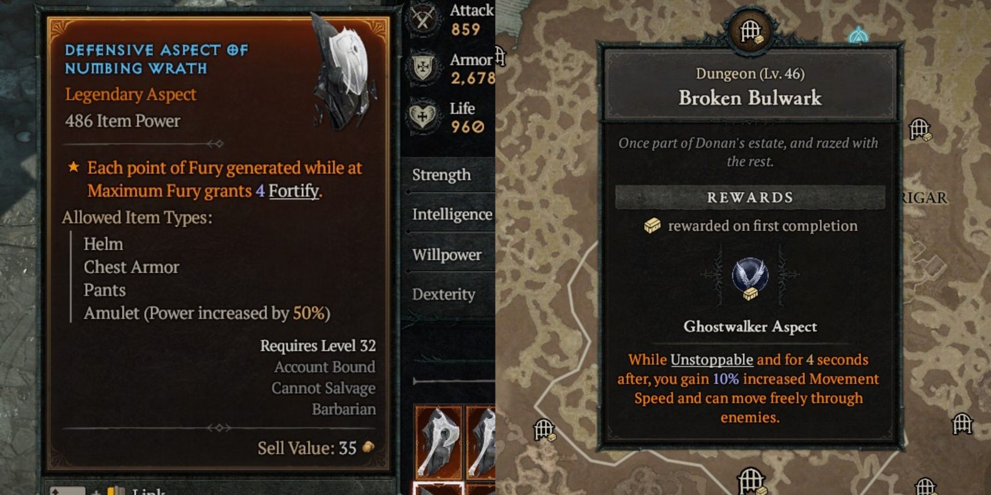 Aspect Of Numbing Wrath Tooltip And Broken Bulwark Dungeon In Diablo 4