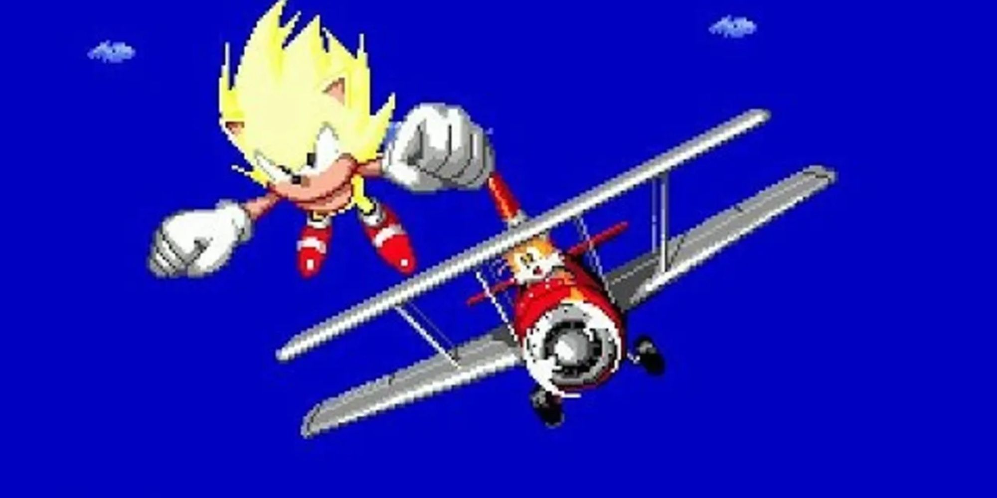 Super Sonic Flying Alongside Tails