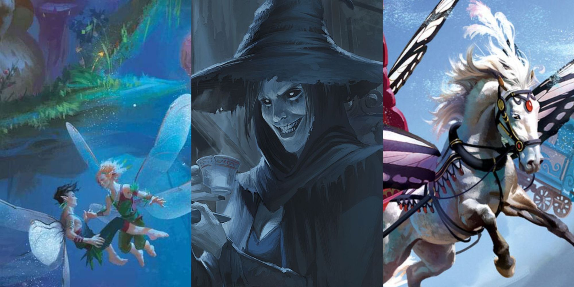 A collage showing three different cards from MTG.