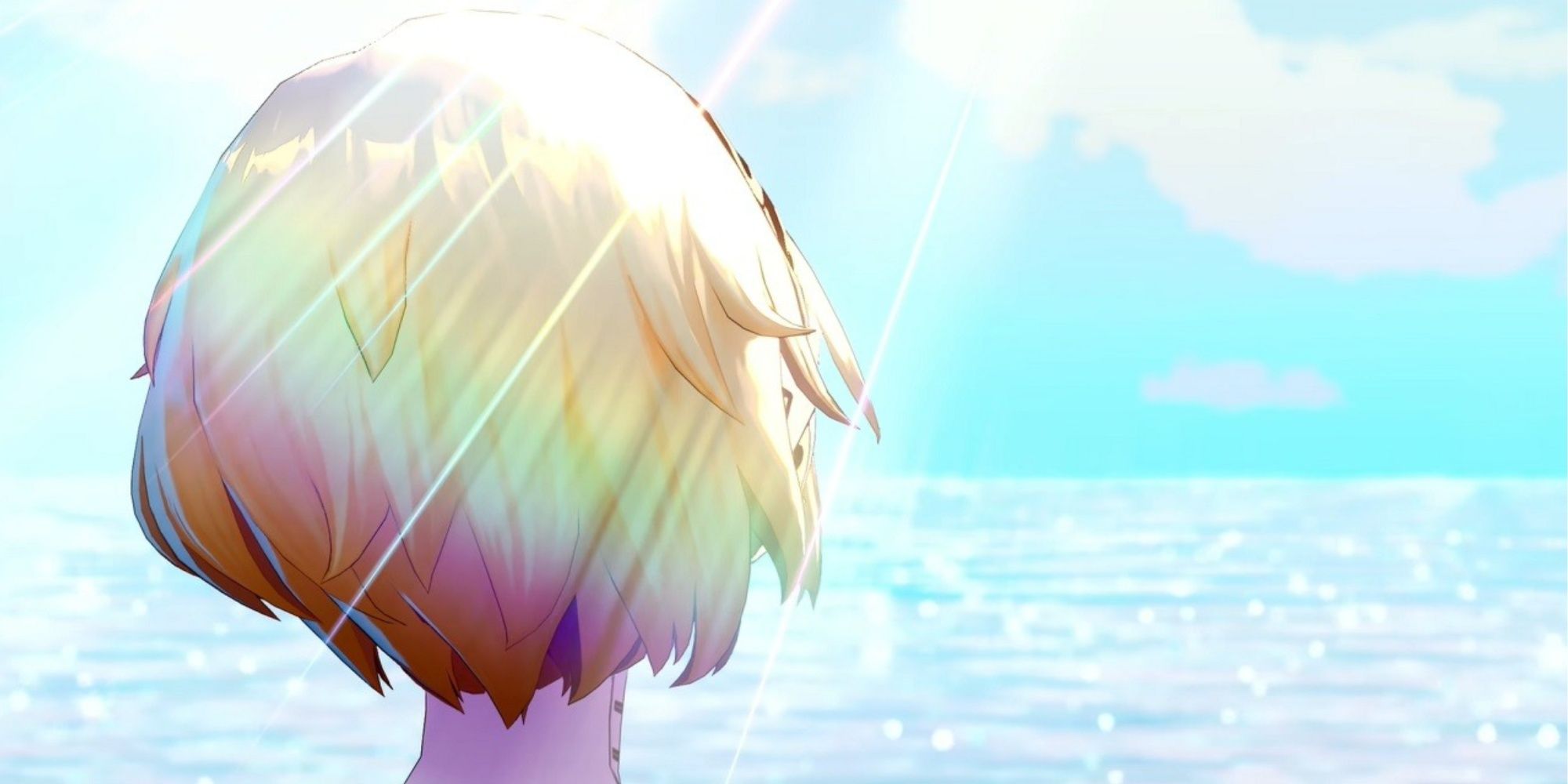 persona 3 character looking out over the ocean