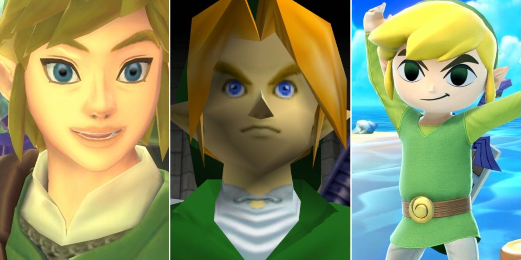 Three versions of Link side by side with different styles