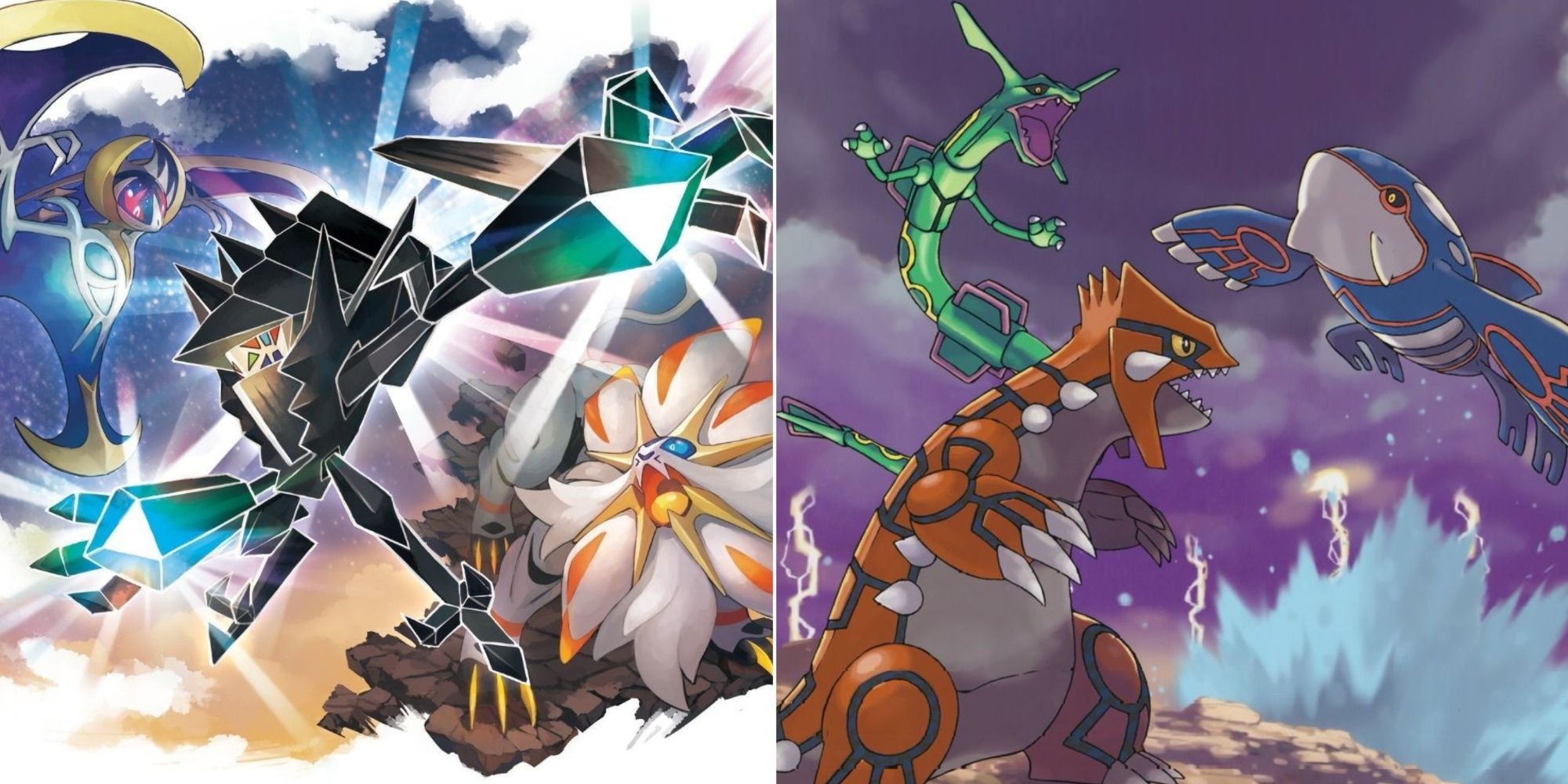 Pokemon Light Trio with a split image next to the Pokemon Weather Trio