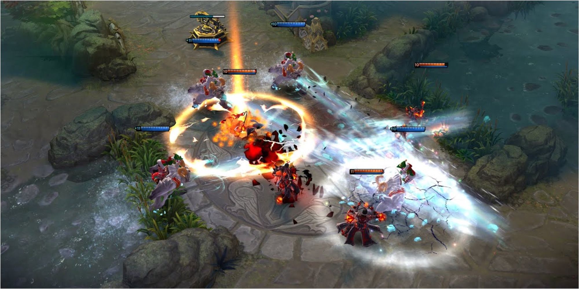 Vainglory gameplay screenshot of a chaotic battle.
