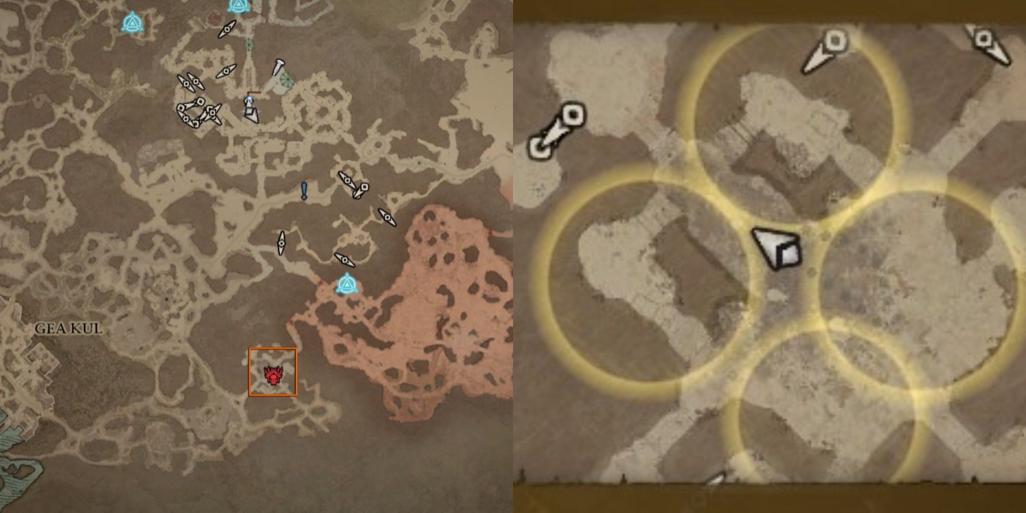 Omath&rsquo;s Redoubt Stronghold On Map And Objective Circles In Diablo 4