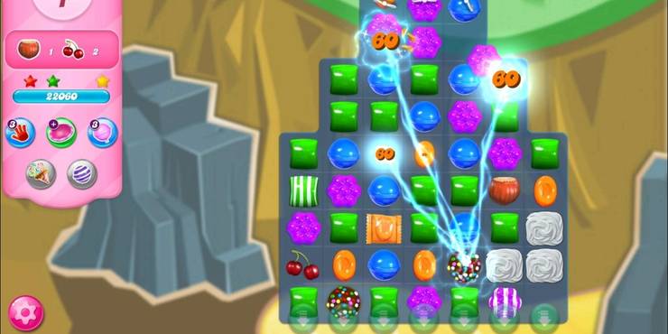 The chocolate ball in Candy Crush zapping multiple candies on a board