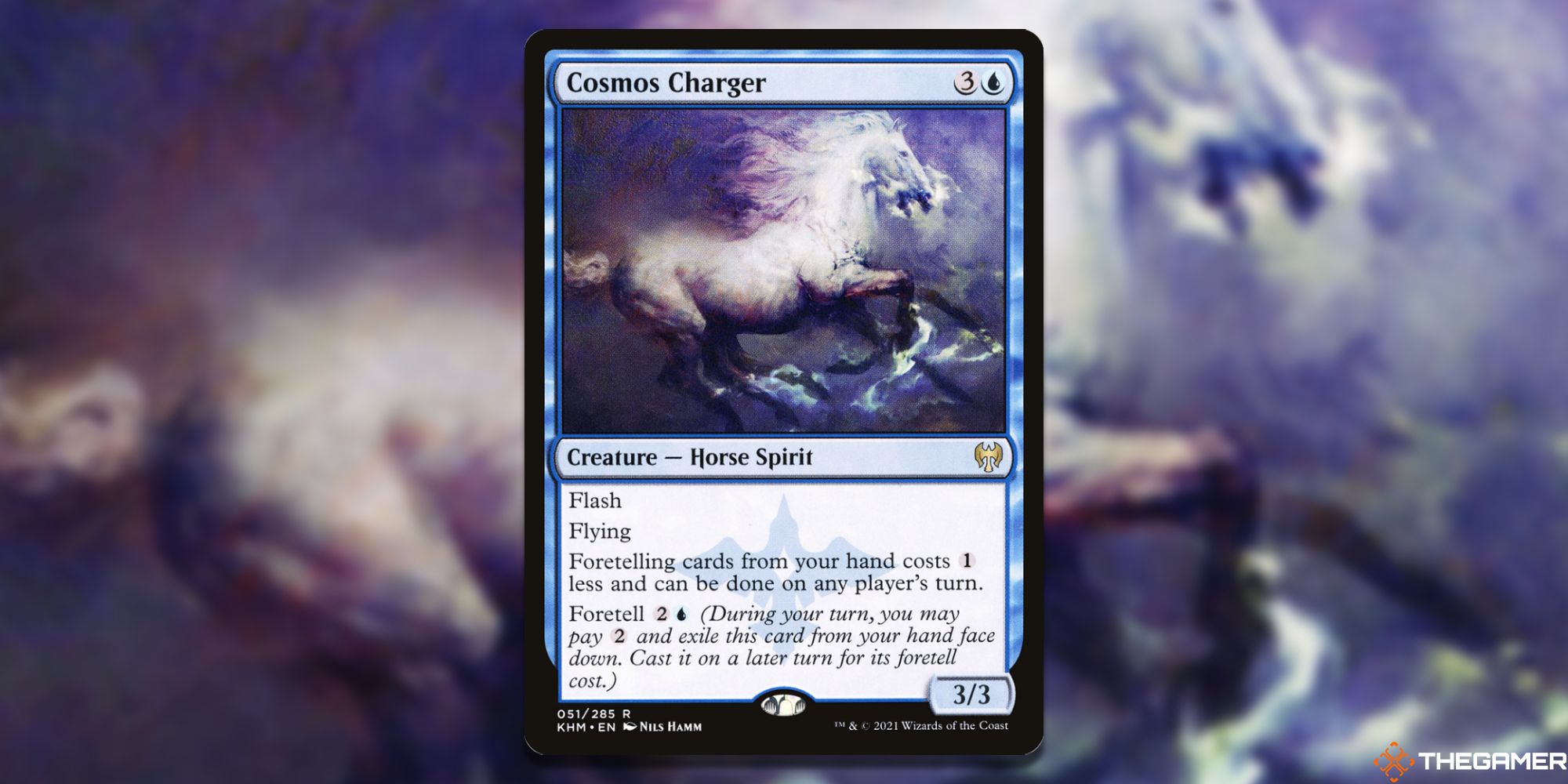     An image of the Cosmos Charger card in Magic: The Gathering, with artwork by Nils Hamm
