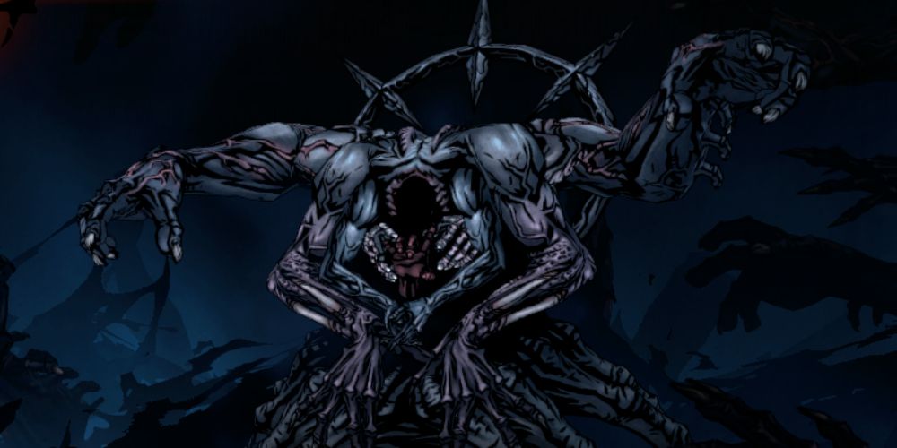 the third phase of the fight with the greedy boss in the darkest dungeon 2
