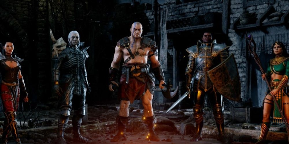 The Heroes gathered around a campfire in Diablo 2 the video game