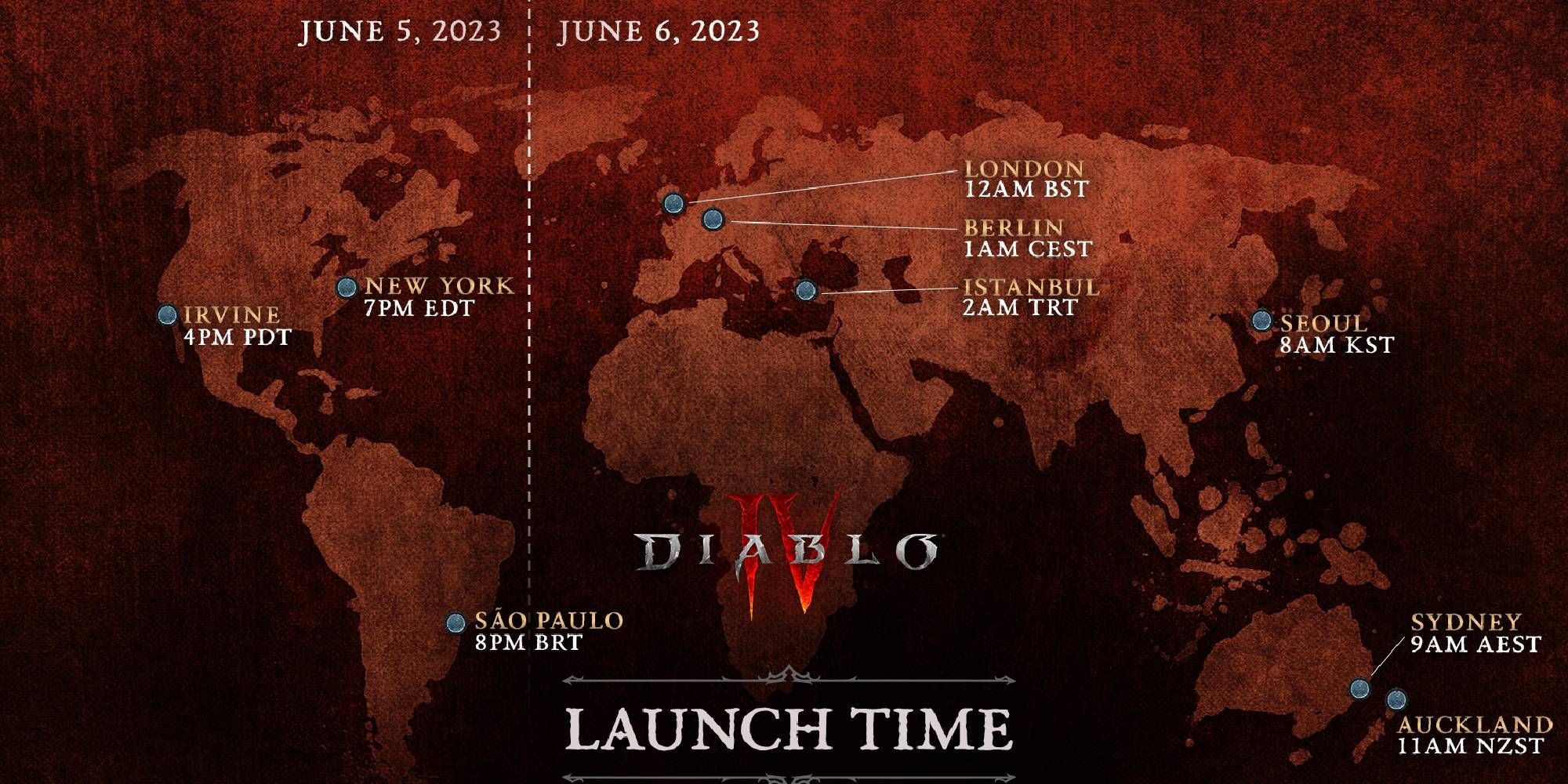 Diablo 4 full release launch times map