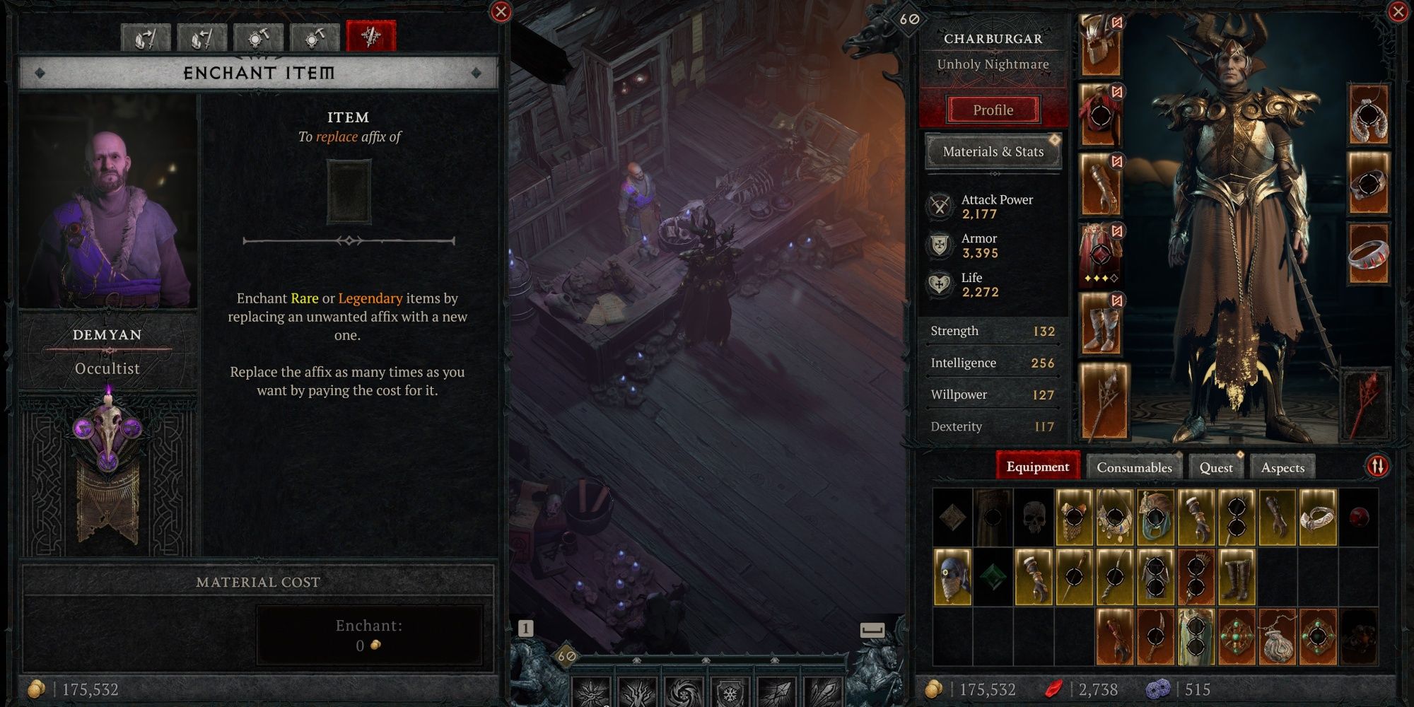 Diablo 4 charming interface