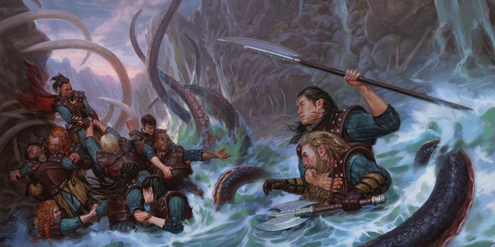 I soldati cercano di scappare dal fiume mentre i tentacoli li attaccano.