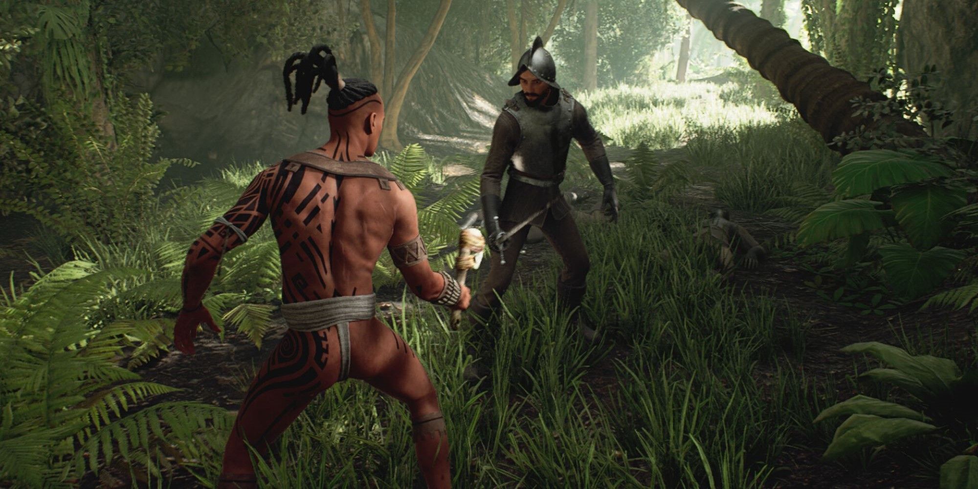 Ecumene Aztec protagonist fighting a conquistador
