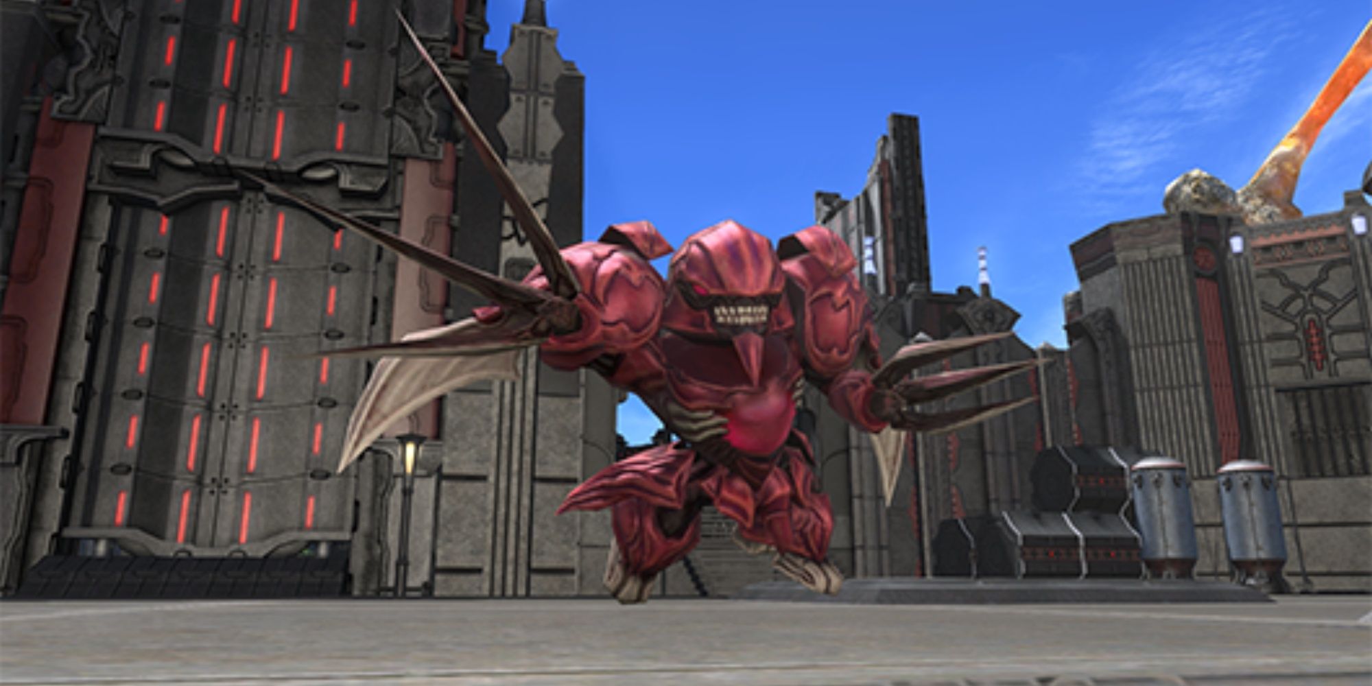 The Rubellite Weapon Minion terrorizing a base in Final Fantasy 14