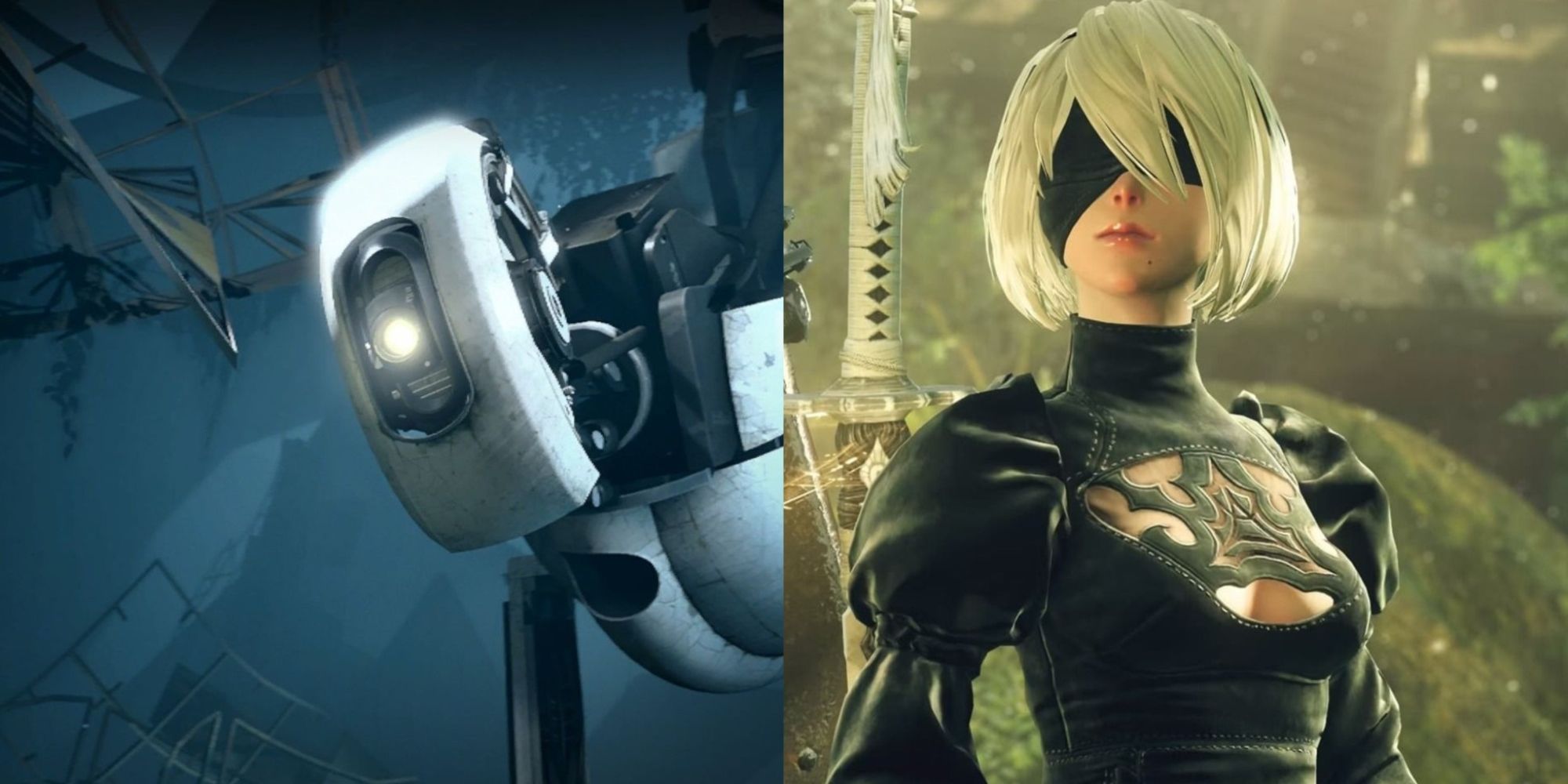 Games About AI Featured Split Image Portal 2 and Nier Automata