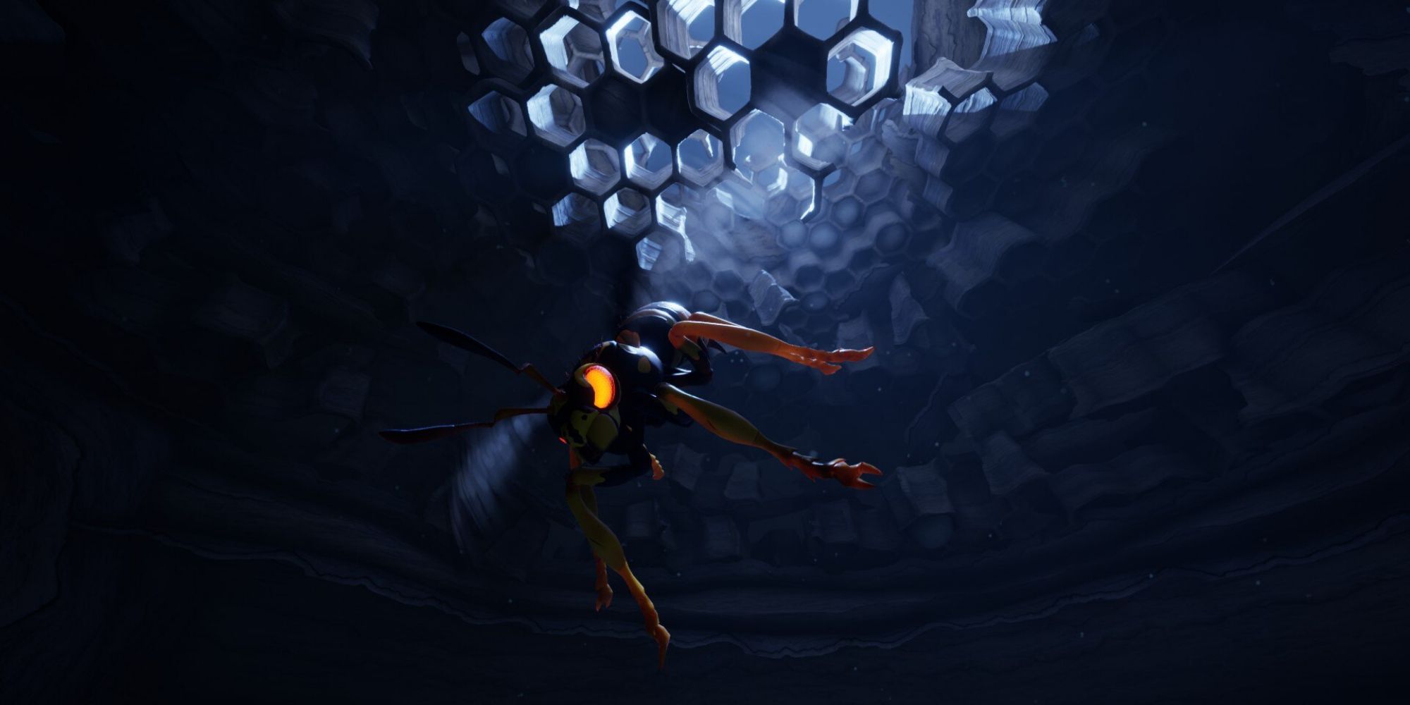 The wasp queen descends in her den in Grounded.