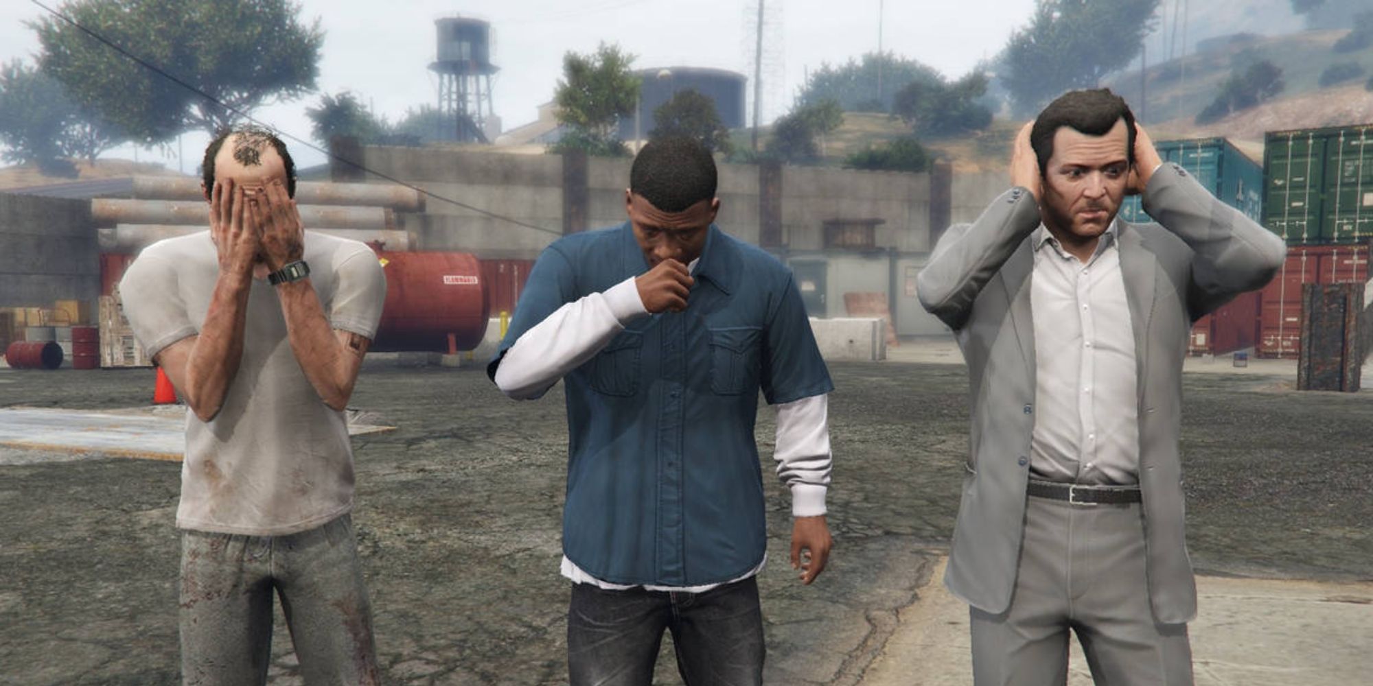 Trevor, Franklin, and Michael in GTA 5.