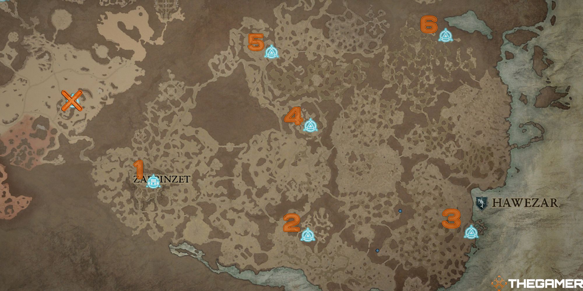 hawezar numbered waypoints map