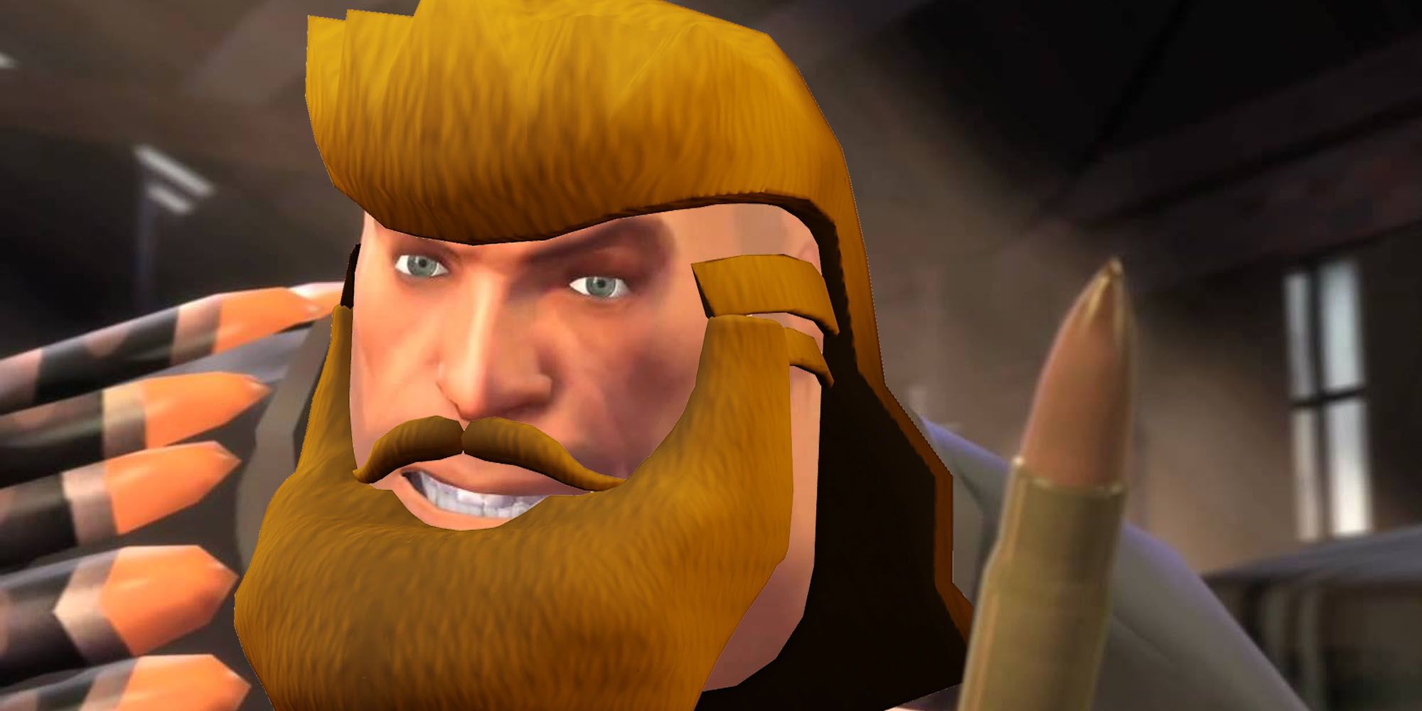 Team Fortress 2 Heavy with a mullet and beard Photoshopped on