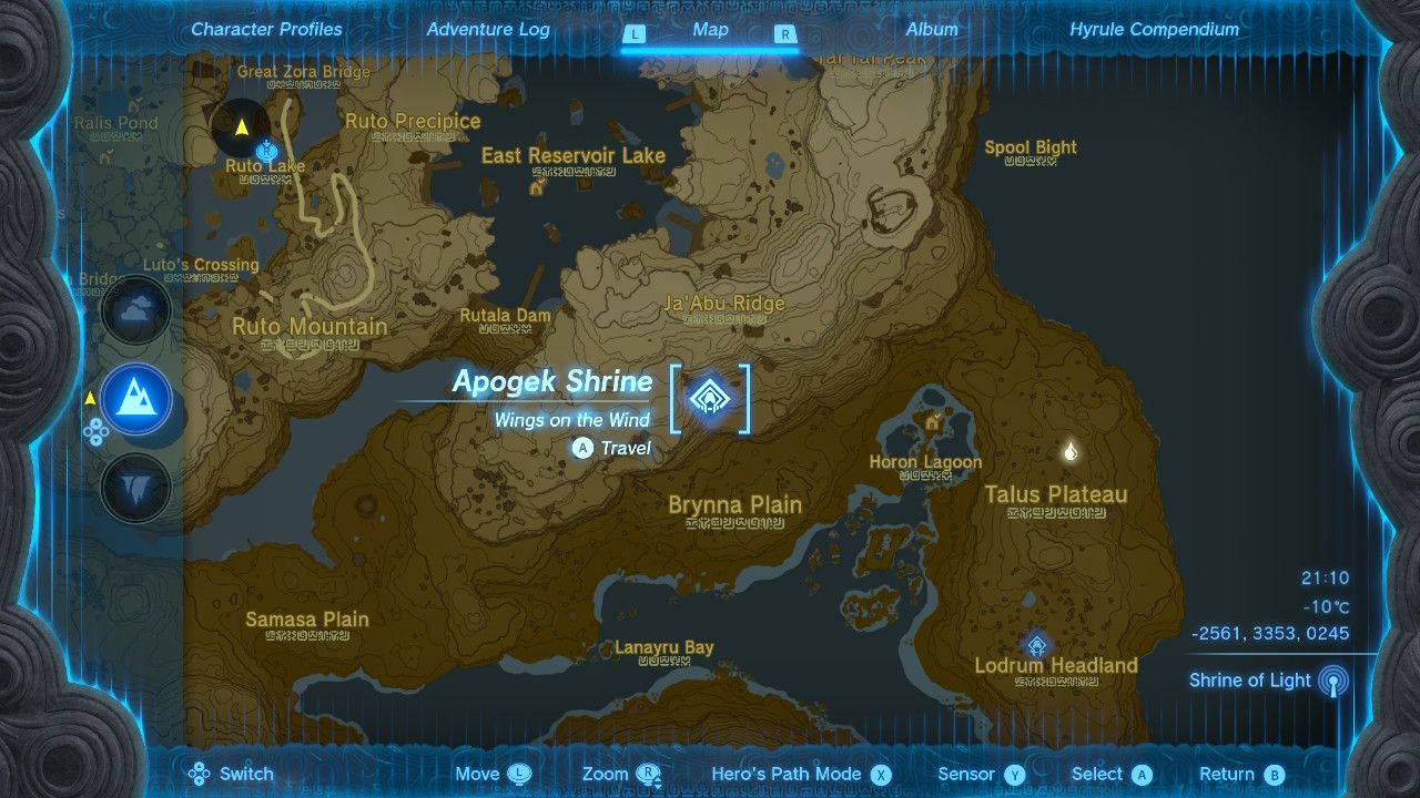 Map location of Apogek Shrine in The Legend of Zelda: Tears of the Kingdom 