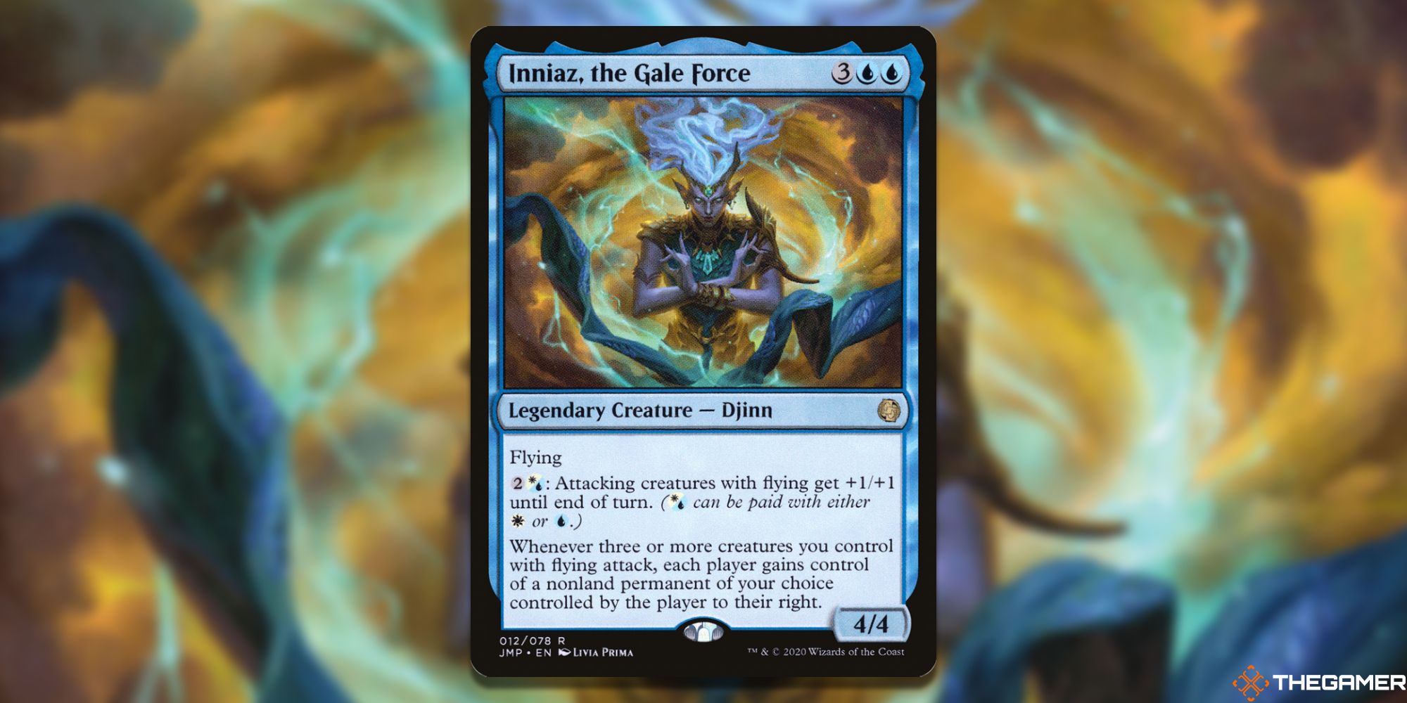 Image of Inniaz, The Gale Force card in Magic: The Gathering, with artwork by Livia Prima