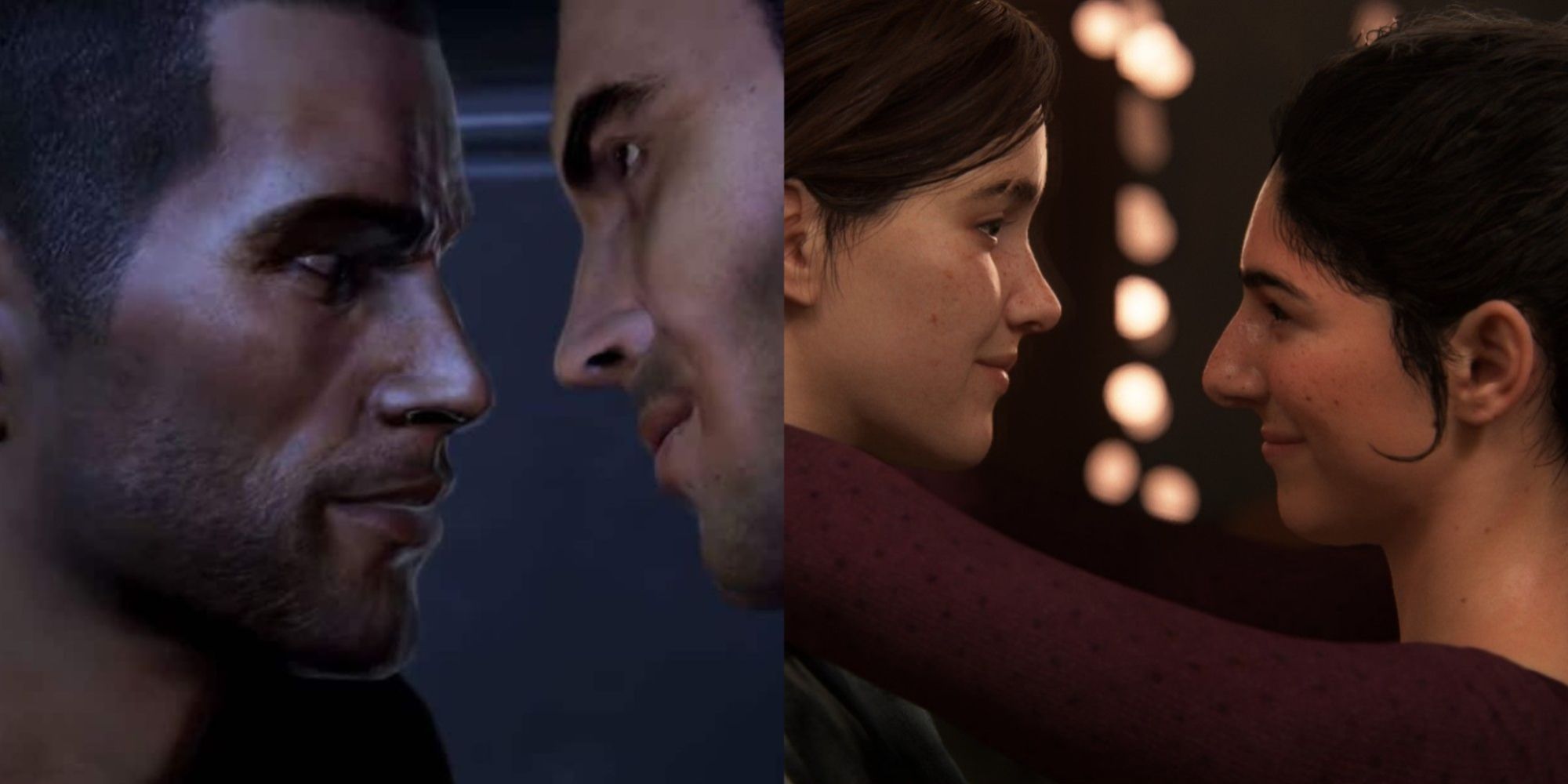 LGBTQ Romances Featured Split Image Mass Effect and The Last Of Us