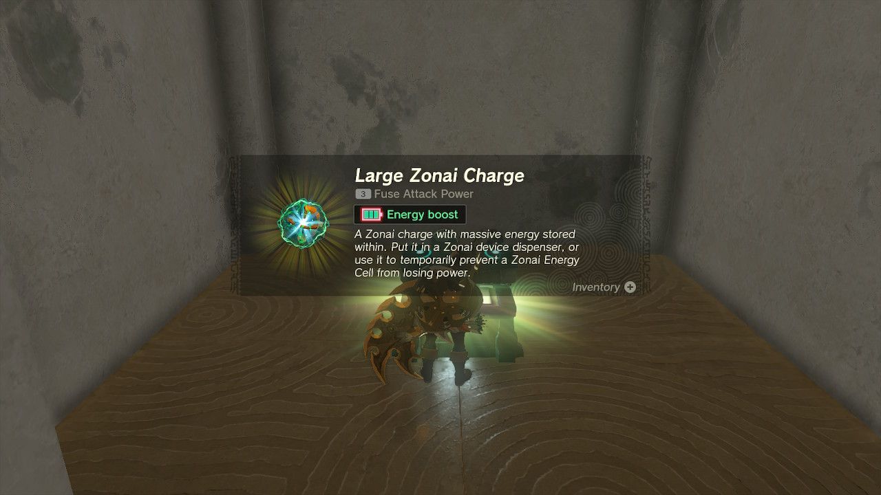 Link collecting a Large Zonai Charge in Zelda Tears of the Kingdom