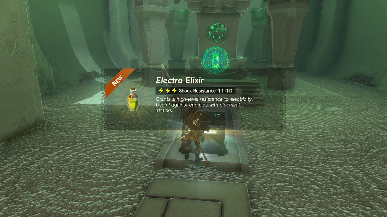 Link Collecting an Elctro Elixir in Tears of the Kingdom