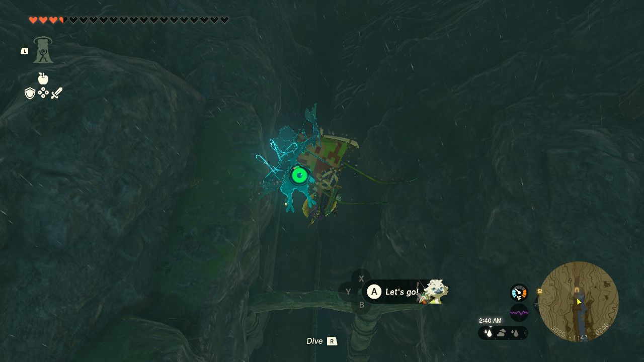 Link gliding to the Lanayru Road in Zelda Tears of the Kingdom