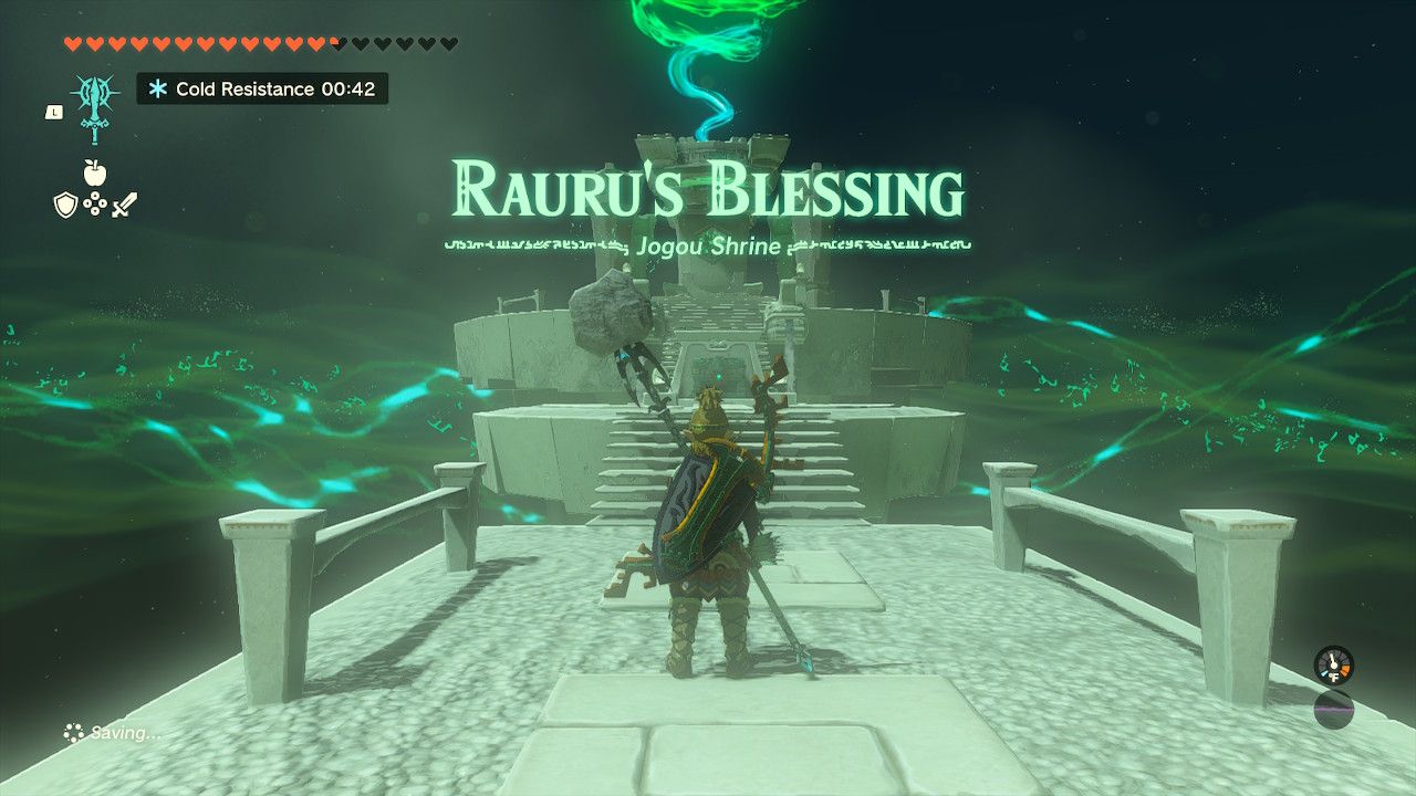 Link inside the Jogou Shrine in Zelda Tears of the Kingdom