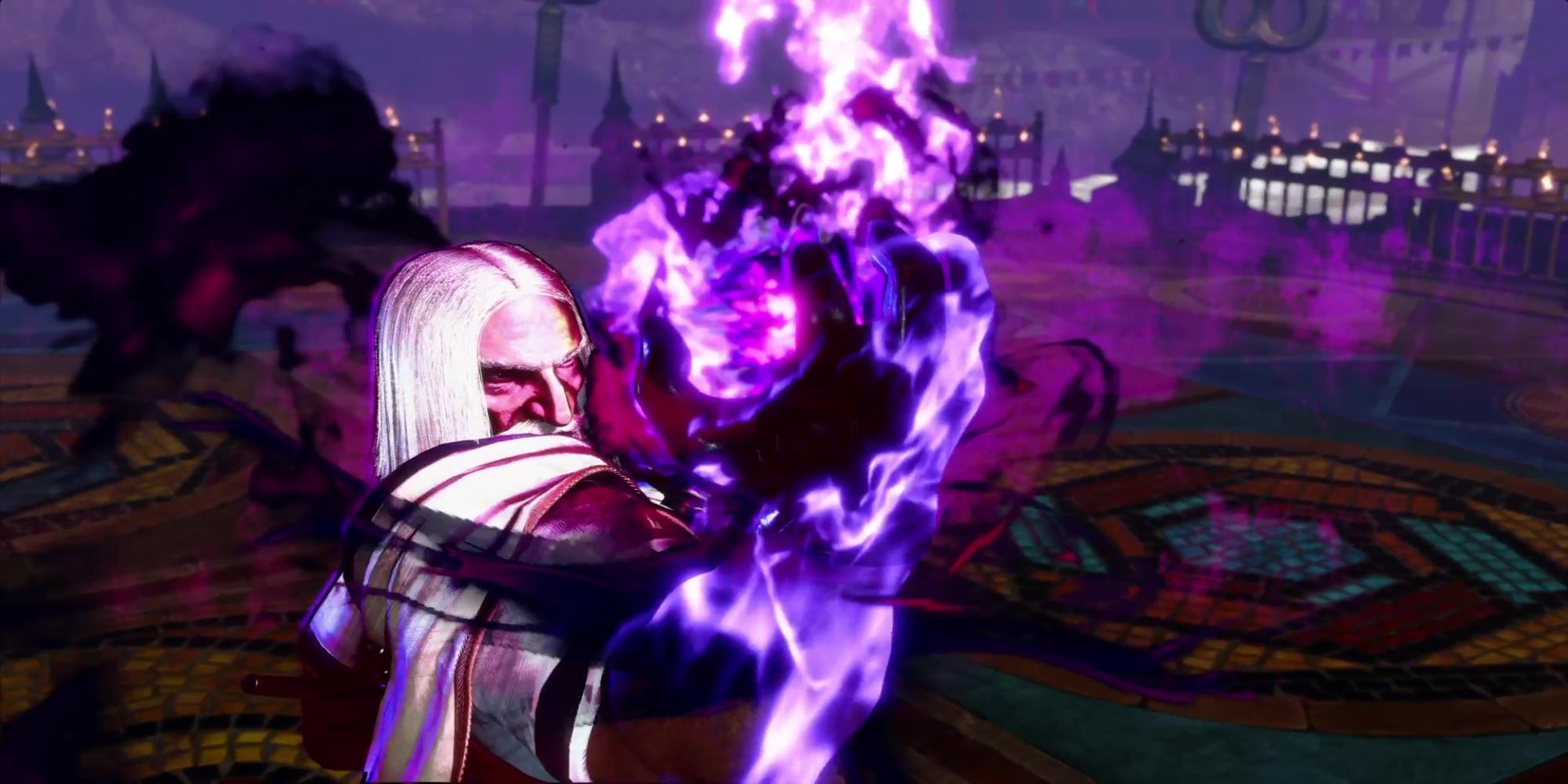 JP summons several Psycho Power clones with his Lovushka attack during a battle at Suval'hal Arena in Street Fighter 6.