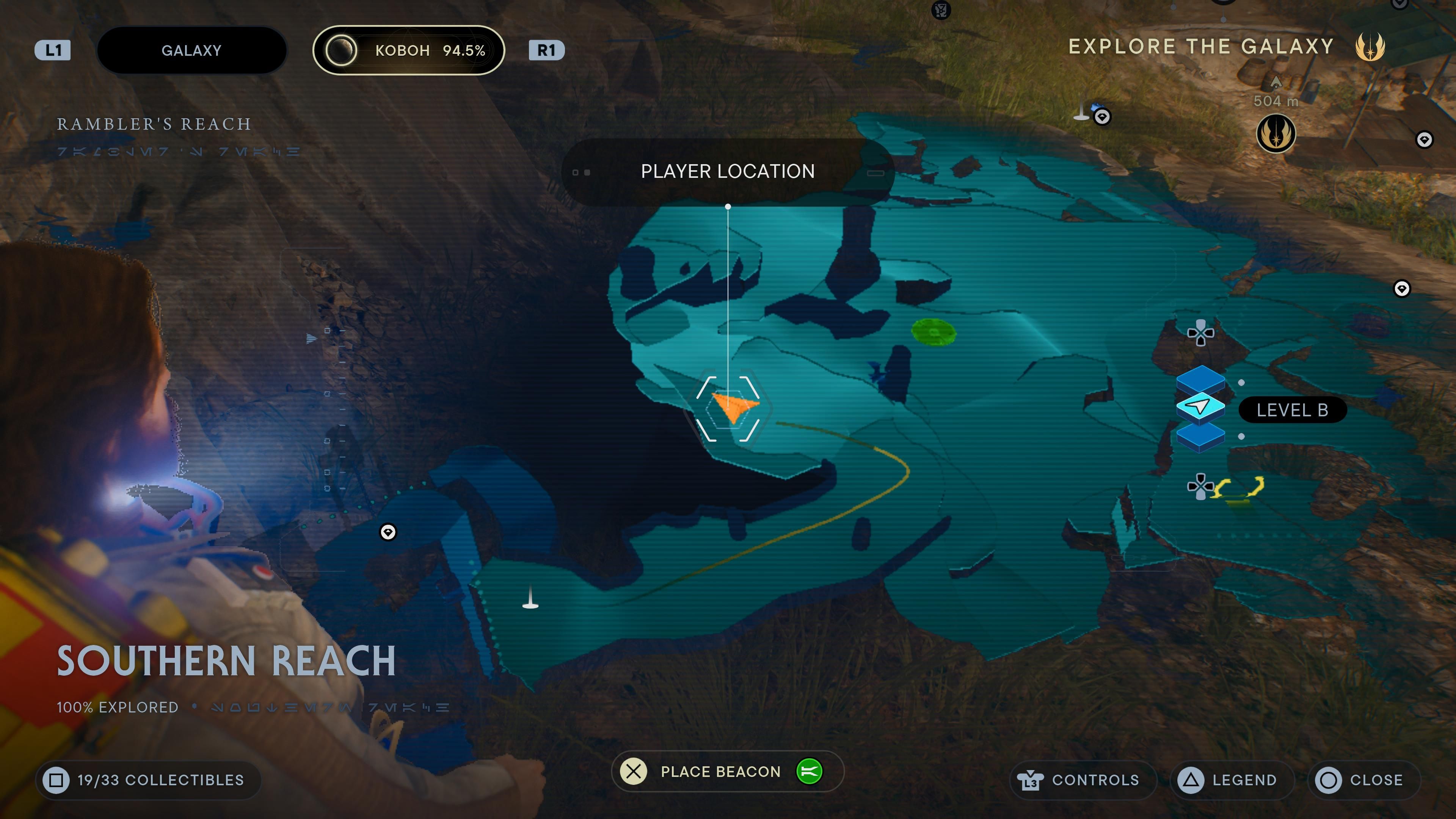 Map location of a seed pod near Southern Reach Meditation Point in Jedi Survivor