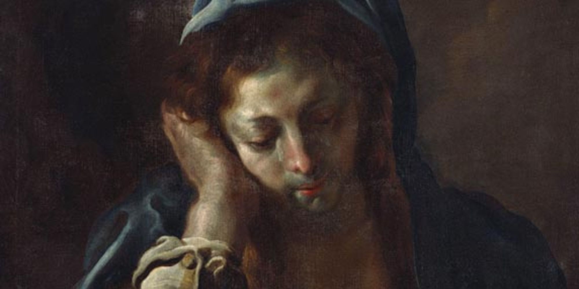 painting showing Mary Magdalene crying while staring down