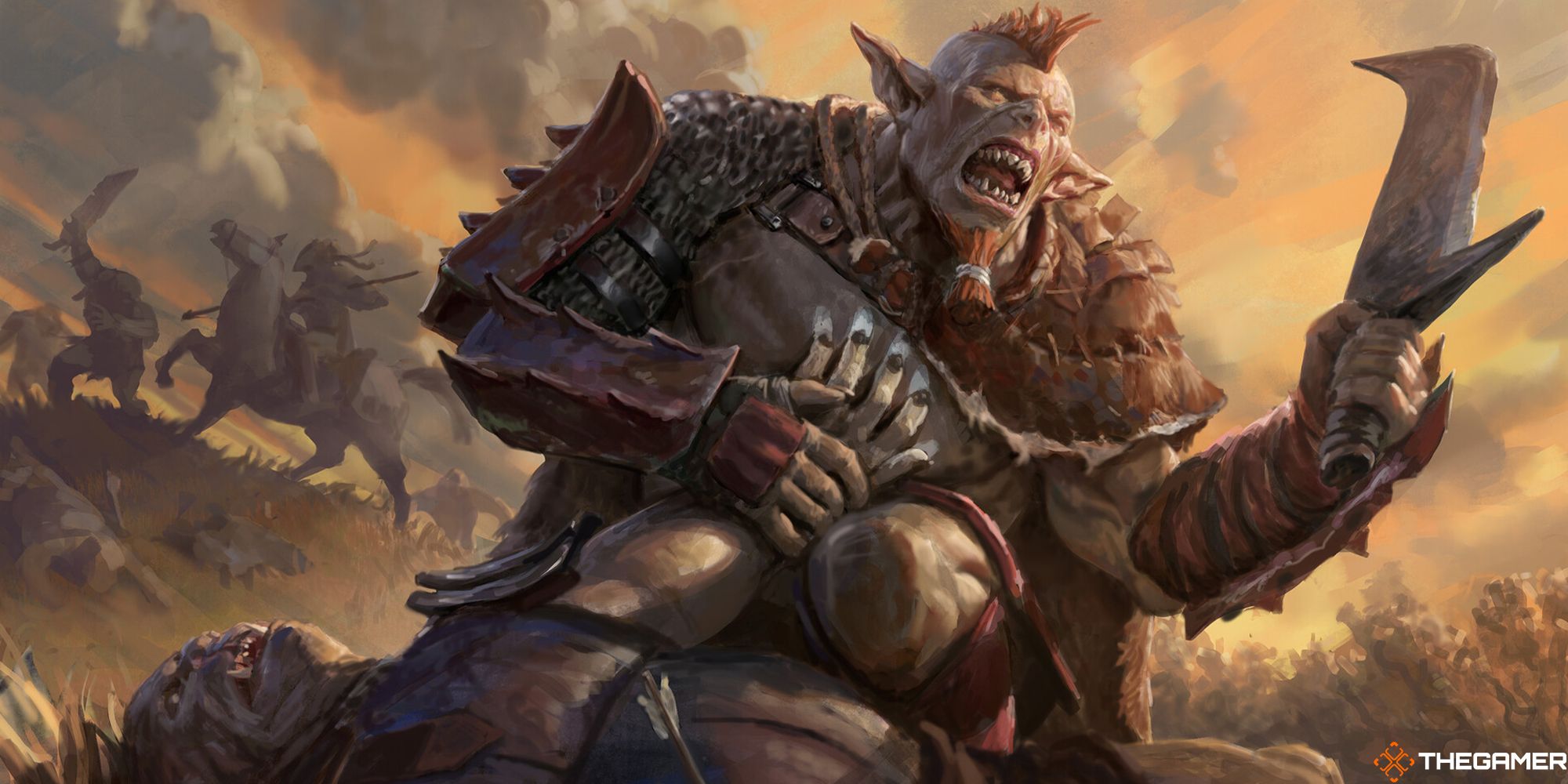 An Orc standing over a dead orc in Lord of the Rings and MTG