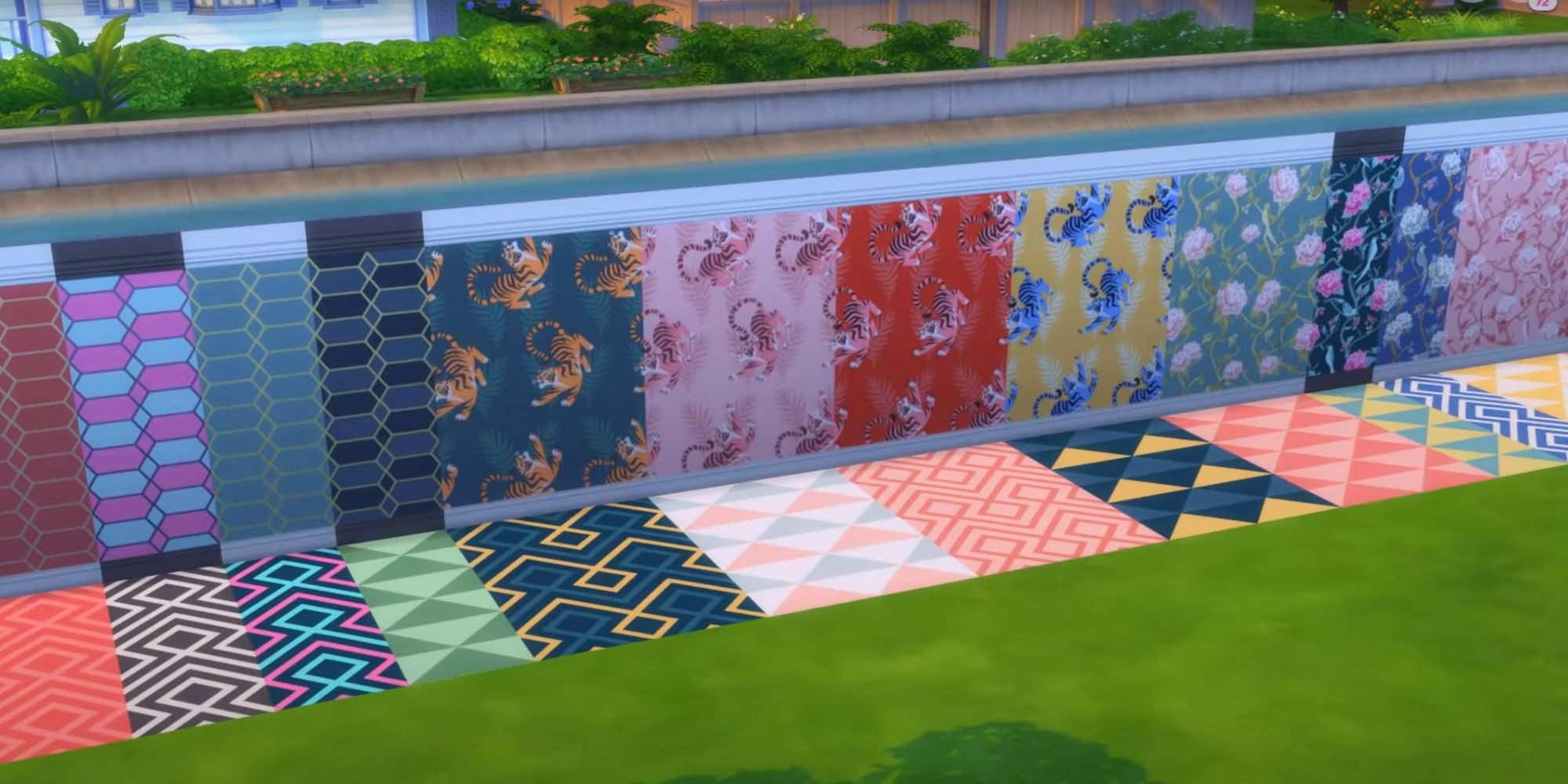 Image from Sims 4 Decor To The Max Kit of paint and floor samples.