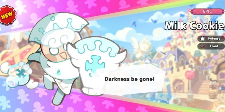 Milk Cookie holds his mighty milk shield to protect the party