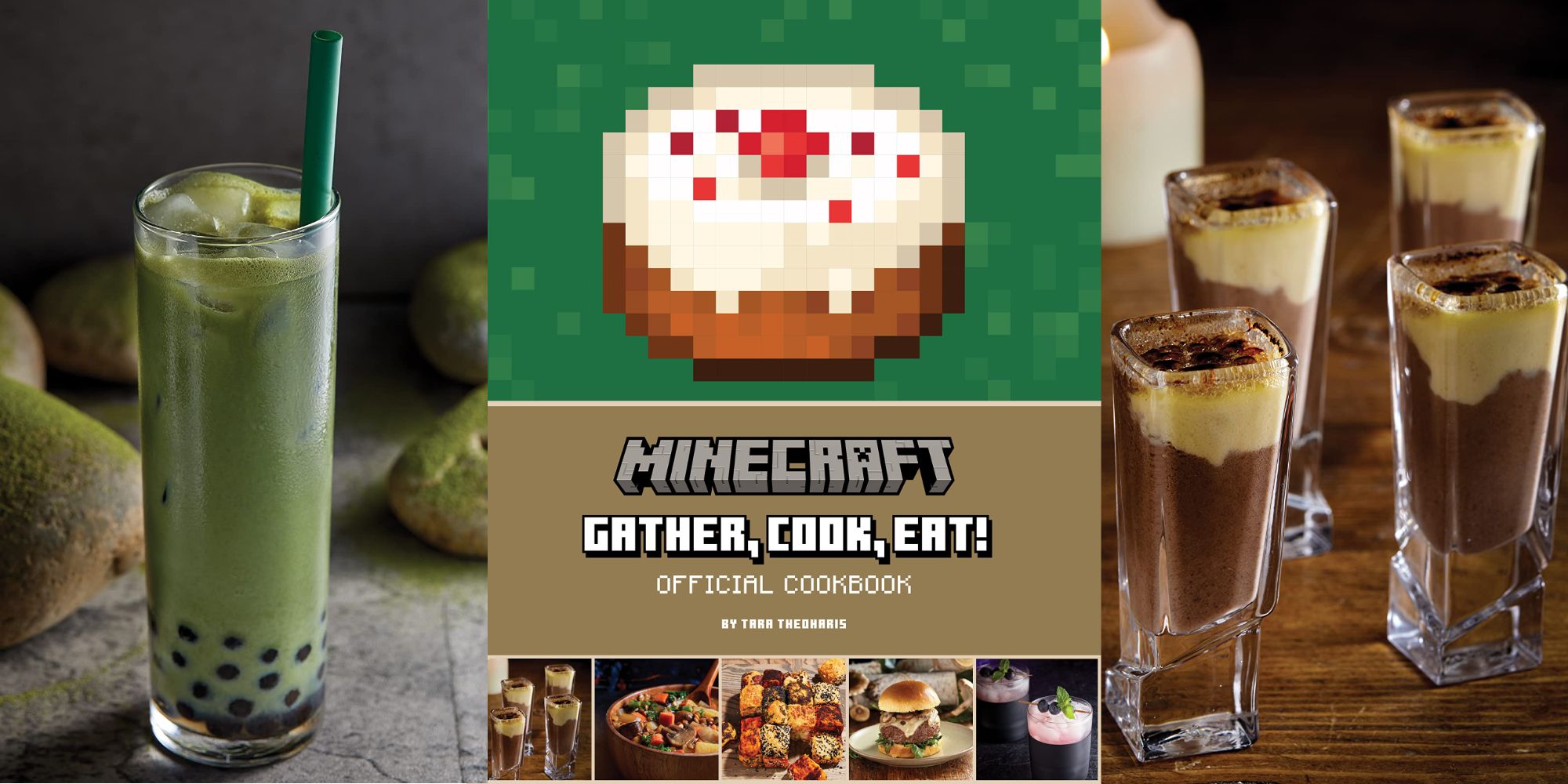 Minecraft Gather Cook Eat with recipes on either side
