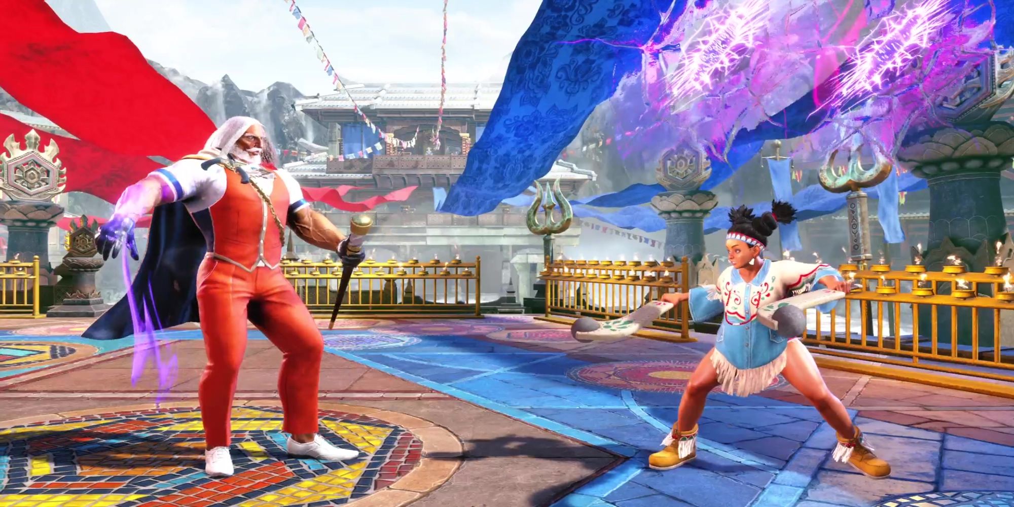 JP uses OD Departure to place two Psycho Power voids above Lily during a battle at Suval'hal Arena in Street Fighter 6.