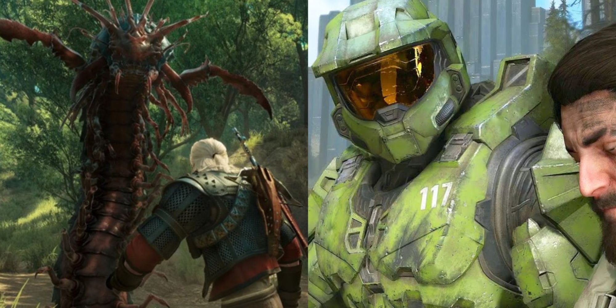 Open World Games On Xbox Series XS Featured Split Image Witcher 3 and Halo Infinite