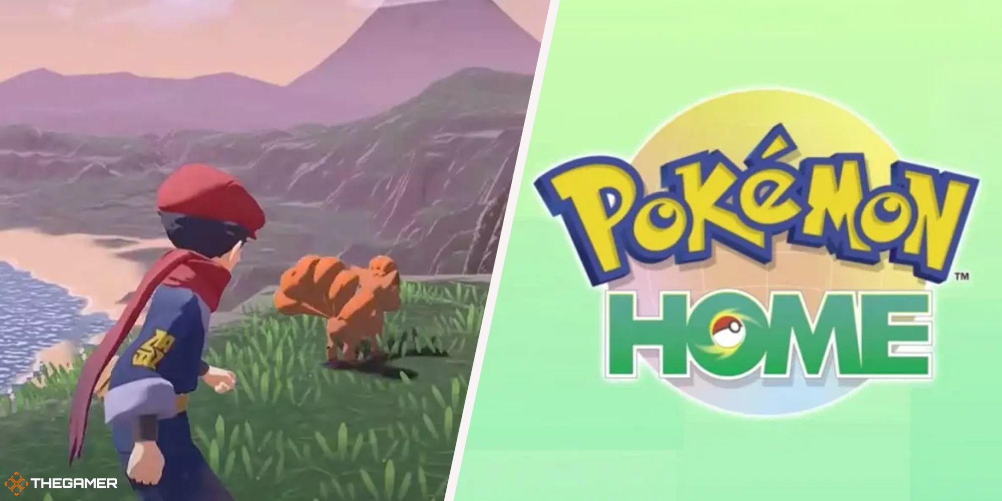 Pokemon Home logo (left), Pokemon Legends Arceus gameplay screenshot (right)